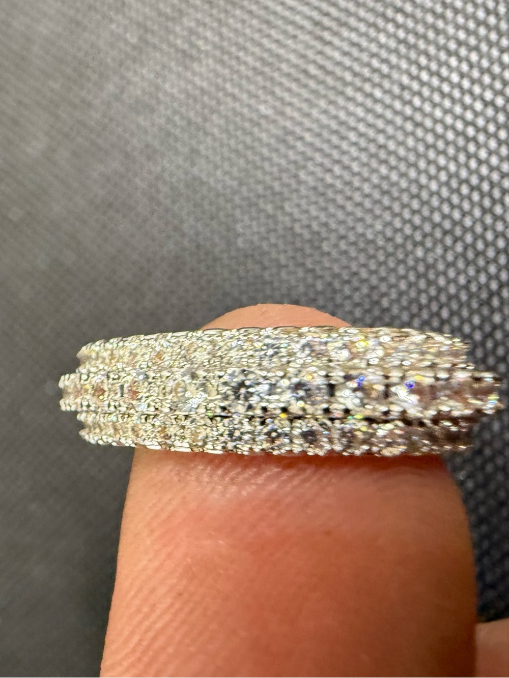 Woman’s Rhinestone And Moissanite Sparkling Clear pave style. Size 7
